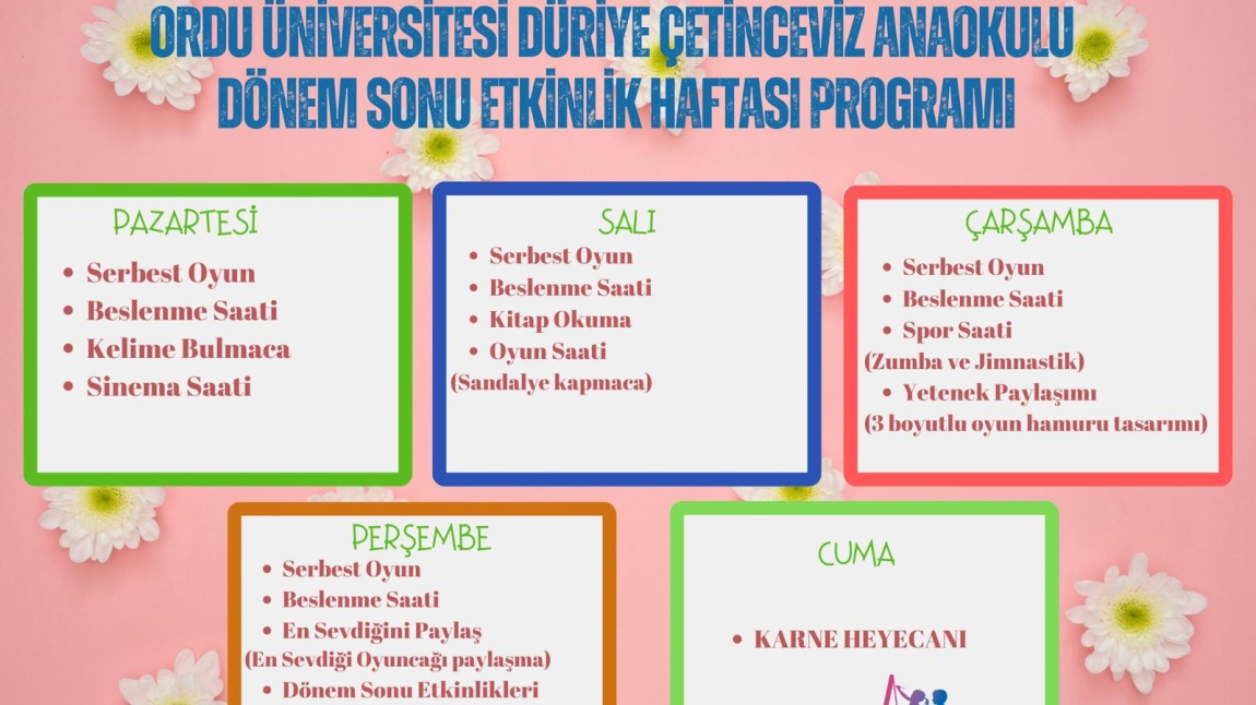 DÖNEM SONU FAALİYETLERİ KAPSAMINDA YAPILAN ETKİNLİKLER